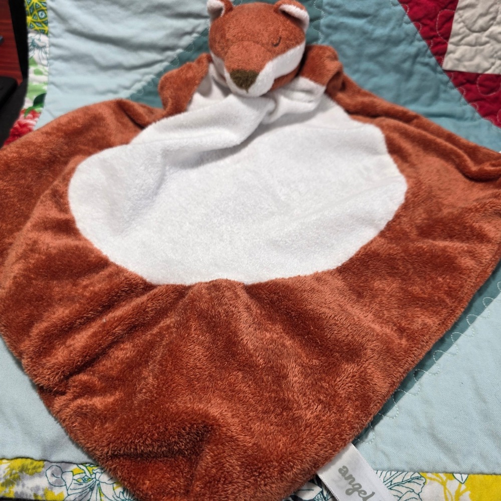 Angel Dear Fox Lovey Baby Unisex OS Orange White Plush Security Blanket